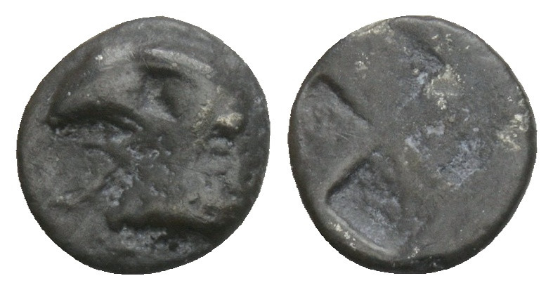 Greek
AEOLIS. Kyme. Circa 480-450 BC. Hemiobol 0.31gr. 7.7mm.
K-Y Eagle's head...