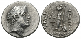 Greek
Kings of Cappadocia. Ariobarzanes I. Philoromaios (96-63 BC). AR Drachm 4gr. 17.3mm.
