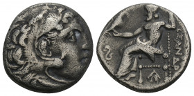 Greek
Kings of Macedon. Alexander III "the Great" 336-323 BC. Drachm AR 4gr. 16.3mm.