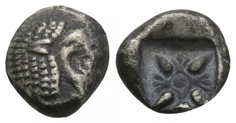 Greek
 IONIA, Miletos. ca. 480-450 BC. AR Obol. 1.06gr. 9.4mm.
Forepart of lion ...