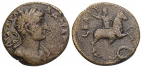 Roman Provincial 
PISIDIA. Baris. Hadrian, 117-138. 3.2gr. 17.7mm
ΑYΤ ΚΑΙ ΤΡΑ ΑΔΡΙΑΝΟС Laureate head of Hadrian to right, with slight drapery on his l...