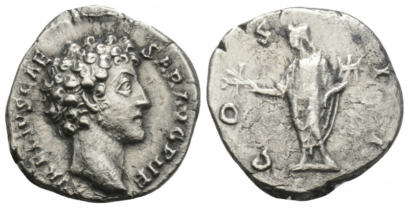 Roman Imperial 
Marcus Aurelius, as Caesar (AD 161-180). AR denarius Rome, AD 14...