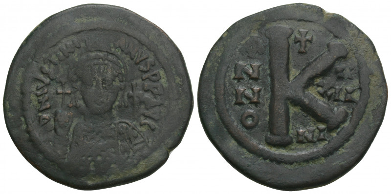 Byzantine 
Justinian I AD 527-565. Nikomedia Half Follis or 20 Nummi Æ 10.8gr. 3...