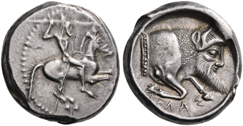 Sicily. Gela. Circa 480/75-475/70 BC. Didrachm (Silver, 18 mm, 8.78 g, 2 h). Bea...