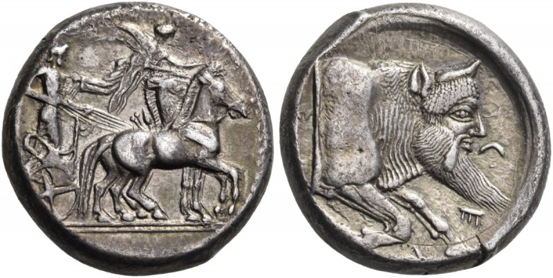 Sicily. Gela. Circa 480/75-475/70 BC. Tetradrachm (Silver, 25 mm, 17.20 g, 8 h)....