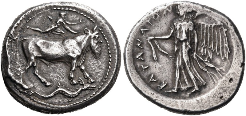 Sicily. Katane. Circa 461-450 BC. Tetradrachm (Silver, 30 mm, 17.25 g, 12 h). Ma...