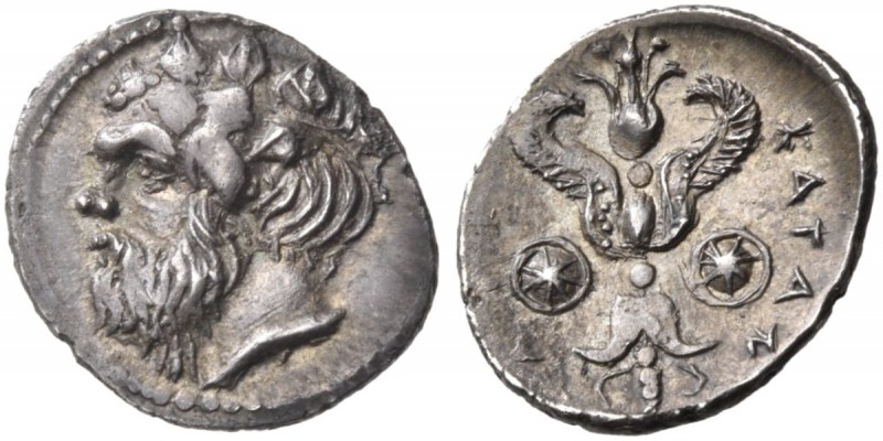 Sicily. Katane. Circa 415/3-404 BC. Litra (Silver, 12 mm, 0.84 g, 6 h). Head of ...