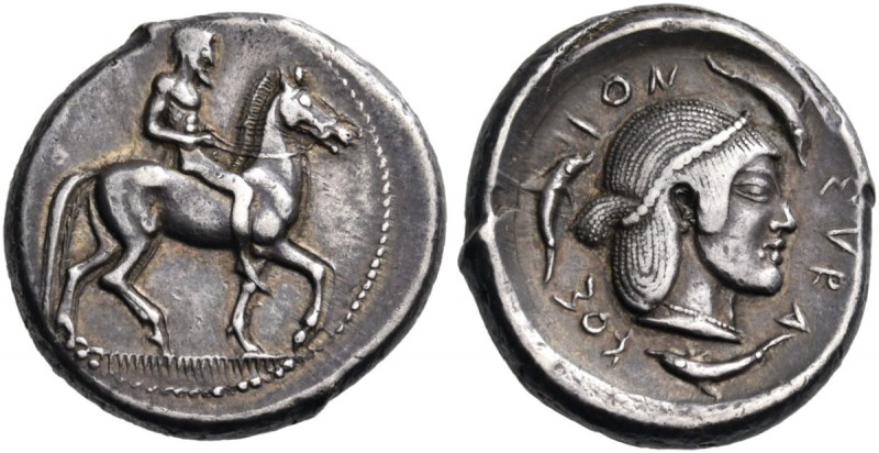 Sicily. Syracuse. Circa 470 BC. Didrachm (Silver, 19 mm, 8.64 g, 4 h). Nude and ...
