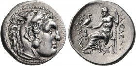 Kings of Thrace. -. Drachm (Silver, 17 mm, 4.24 g, 12 h), Kolophon, 299/8-297/6. Head of Herakles in lionskin headdress to right. Rev. BAΣIΛEΩΣ ΛYΣIMA...