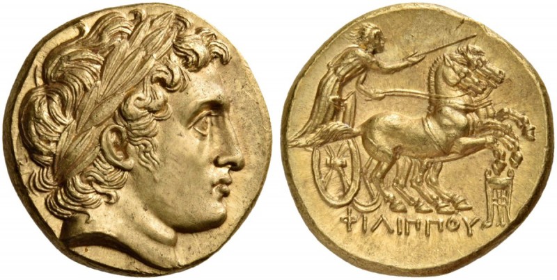 Kings of Macedon. Philip II, 359-336 BC. Stater (Gold, 17 mm, 8.64 g, 11 h), Str...