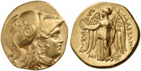 Kings of Macedon. Alexander III ‘the Great’, 336-323 BC. Stater (Gold, 17 mm, 8.59 g, 9 h), struck under Seleukos I, Babylon, 311-305. Head of Athena ...
