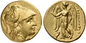 Kings of Macedon. Alexander III ‘the Great’, 336-323 BC. Stater (Gold, 18 mm, 8.54 g, 1 h), Struck under Antigonos I Monophthalmos or slightly later, ...