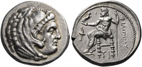 Kings of Macedon. Philip III Arrhidaios, 323-317 BC. Tetradrachm (Silver, 26 mm, 16.90 g, 12 h), Sardes, 323-319. Head of Herakles to right, wearing l...