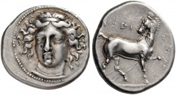 Thessaly. Larissa. Circa 400-380 BC. Drachm (Silver, 19 mm, 6.09 g, 4 h). Head of the nymph Larissa three-quarters facing, turned slightly to left, we...