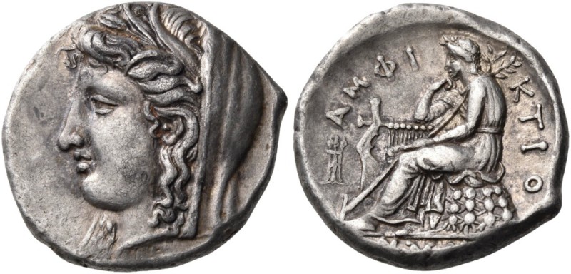 Phokis. Delphi. 336-334 BC. Stater (Silver, 24 mm, 12.25 g, 5 h). Veiled head of...