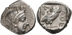 .Attica. Athens. Circa 449-404 BC. Tetradrachm (Silver, 24 mm, 17.15 g, 10 h), c. 430. Head of Athena to right, wearing crested Attic helmet with palm...