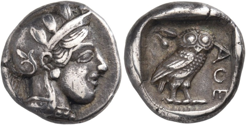 .Attica. Athens. Circa 430s-420s BC. Drachm (Silver, 13 mm, 4.18 g, 2 h). Head o...