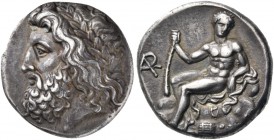 Arkadia. Arkadian League. Megalopolis. Summer 363 - Spring 362 BC. Stater (Silver, 21 mm, 12.13 g, 9 h), signed on the reverse by the magistrate Oly(m...