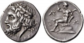 Arkadia. Megalopolis. Circa 320s - c. 275 BC. Triobol (Silver, 16 mm, 2.82 g, 12 h), struck in the name of the Arkadian League. Laureate head of Zeus ...