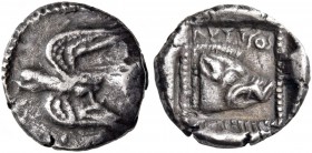 Crete. Lyttos. Circa 320-270 BC. Hemidrachm (Silver, 16 mm, 2.73 g, 10 h). Eagle with spread wings flying to left. Rev. ΛΥΤΤION Head of boar to right ...