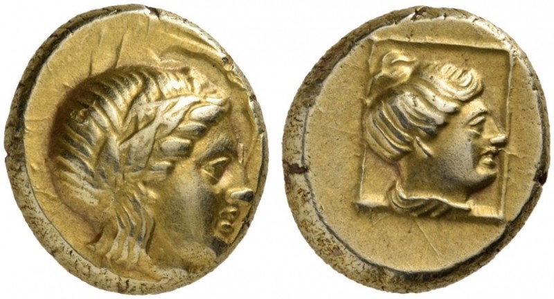 Lesbos. Mytilene. Circa 377-326 BC. Hekte (Electrum, 11 mm, 2.56 g, 11 h), c. 36...