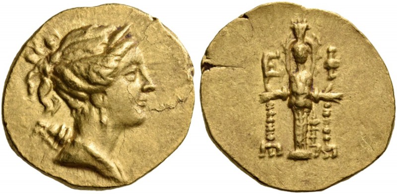 Ionia. Ephesos. Circa 123-119 BC. Stater (Gold, 22 mm, 8.41 g, 1 h). Draped bust...