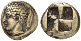 Ionia. Phokaia. Circa 387-326 BC. Hekte (Electrum, 10 mm, 2.54 g), c. 360s. Youthful male head to left, with short, curly hair; behind head, petasos. ...