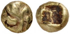 Kings of Lydia. Alyattes II, circa 610-560 BC. 1/24 Stater (Electrum, 4.5 mm, 0.58 g), Sardes. Lion's paw. Rev. Rough incuse square. Karwiese Series I...