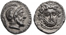 Cilicia. Uncertain. Time of Tiribazos - Pharnabazos, or slightly later, circa 400-380/370 BC. Diobol (Silver, 11 mm, 0.74 g, 12 h). Helmeted and beard...