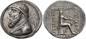 Kings of Parthia. Mithradates II, 121-91 BC. Tetradrachm (Silver, 30 mm, 15.99 g, 12 h), Seleukeia on the Tigris mint, 119-109 BC. Diademed bust of Mi...