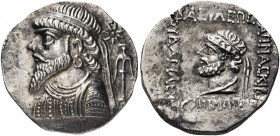 Kings of Elymais. Kamnaskires V, circa 54/3-33/2 BC. Tetradrachm (Silver, 27 mm, 13.61 g, 12 h), Seleucia-on-the-Hedyphon. Diademed, bearded, and drap...
