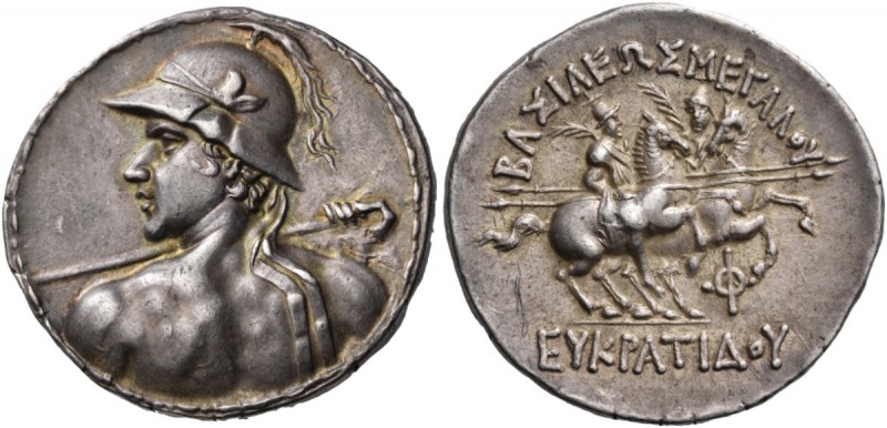 Baktria. Greco-Baktrian Kingdom. Eukratides I, circa 170-145 BC. Tetradrachm (Si...