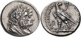 Ptolemaic Kings of Egypt. Ptolemy IV Philopator, 225-205 BC. Tetradrachm (Silver, 25 mm, 14.25 g, 12 h), Sidon. Jugate busts right of Serapis, laureat...