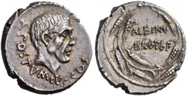Albinus Bruti f, 48 BC. Denarius (Silver, 17 mm, 3.87 g, 6 h), Rome. A POSTVMIVS COS Bare head of the consul Aulus Postumius Albinus right. Rev. ALBIN...