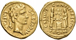 Augustus, 27 BC-AD 14. Aureus (Gold, 21 mm, 7.89 g, 8 h), Rome, under C. Antistius, c. 13 BC. CAESAR AVGVSTVS Head of Augustus to right wearing oak wr...