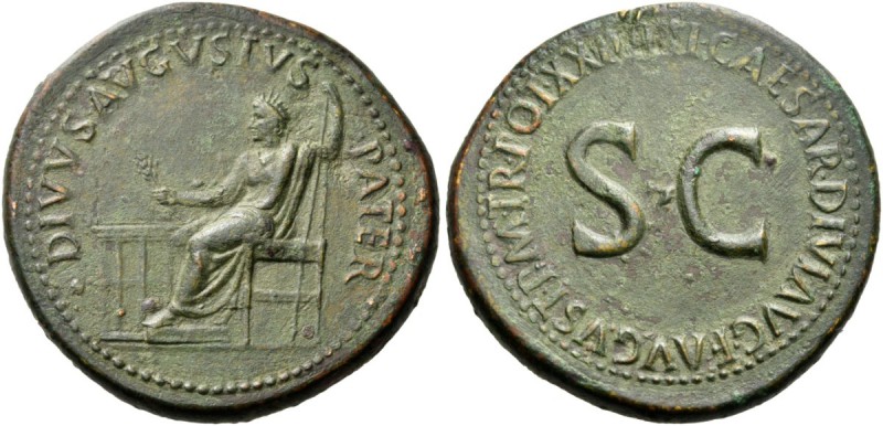 Divus Augustus, died AD 14. Sestertius (Orichalcum, 37 mm, 27.67 g, 12 h), struc...