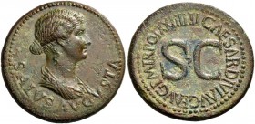 Julia Augusta (Livia), 14-29. Dupondius (Orichalcum, 29 mm, 14.53 g, 7 h), struck under Tiberius, Rome, 22-23. SALVS AVGVSTA Bare-headed and draped bu...