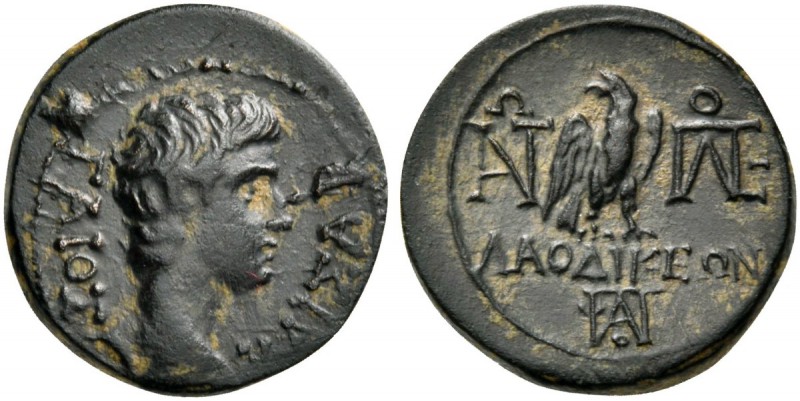 PHRYGIA. Laodicea ad Lycum. Gaius Caesar, 20 BC - AD 4. Hemiassarion (Bronze, 14...