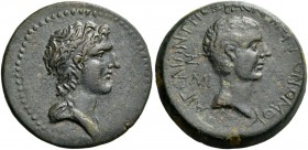 CILICIA. Aegeae. Caligula, 37-41. Tetrassarion (Bronze, 30 mm, 13.41 g, 1 h), under the magistrate Mi..., dated ΖΠ = 87 = 40/41. Diademed and draped b...