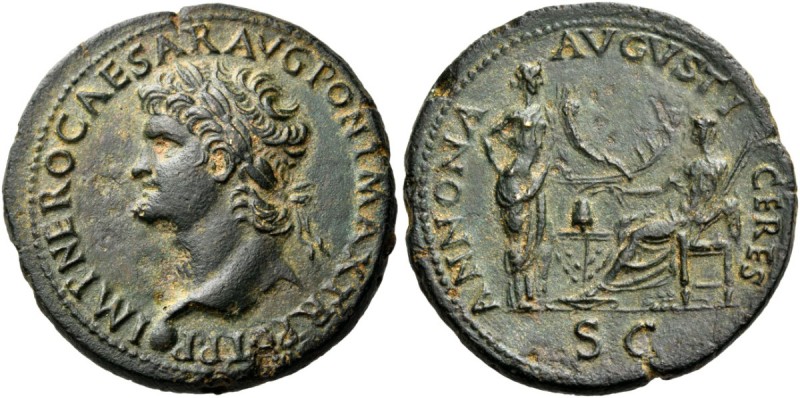 Nero, 54-68. Sestertius (Orichalcum, 36 mm, 23.38 g, 6 h), Lugdunum, c. 66. IMP ...