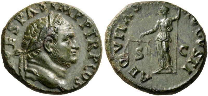 Titus, as Caesar, 69-79. As (Copper, 24 mm, 11.26 g, 5 h), Rome, 72. [T Caes] VE...