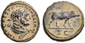 Trajan, 98-117. Quadrans (Copper, 15 mm, 3.04 g, 4 h), Rome, uncertain: 98-117. IMP CAES TRAIAN AVG GERM Bust of bearded Hercules to right, wearing ta...