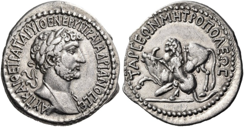 CILICIA. Tarsus. Hadrian, 117-138 AD. Tridrachm (Silver, 27 mm, 9.40 g, 12 h), m...