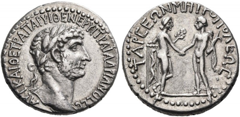 CILICIA. Tarsus. Hadrian, 117-138. Tetradrachm (Silver, 25 mm, 10.19 g, 12 h), m...