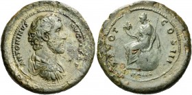 Antoninus Pius, 138-161. Medallion (Orichalcum, 40 mm, 39.45 g, 1 h), Rome, 140-144. ANTONINVS AVG PIVS P P Bare-headed, draped and cuirassed bust of ...