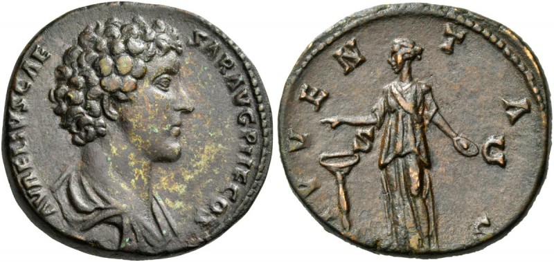 Marcus Aurelius, as Caesar, 139-161. Sestertius (Orichalcum, 31 mm, 23.49 g, 12 ...