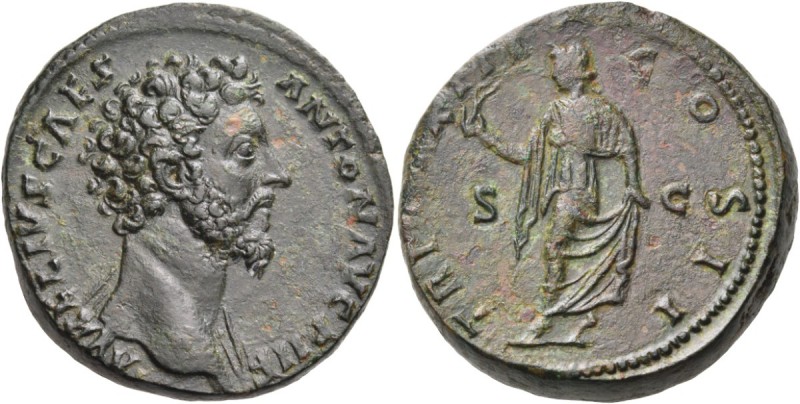 Marcus Aurelius, as Caesar, 139-161. Sestertius (Orichalcum, 30 mm, 28.30 g, 11 ...