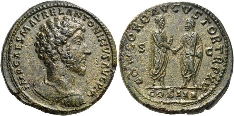 Marcus Aurelius, 161-180. Sestertius (Orichalcum, 33 mm, 26.63 g, 11 h), Rome, 1...