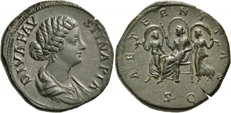 Diva Faustina Junior, died 175/6. Sestertius (Orichalcum, 29 mm, 24.02 g, 6 h), ...