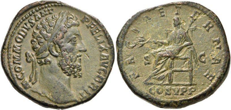 Commodus, as Caesar, 166-177. Sestertius (Orichalcum, 32 mm, 25.88 g, 12 h), Rom...
